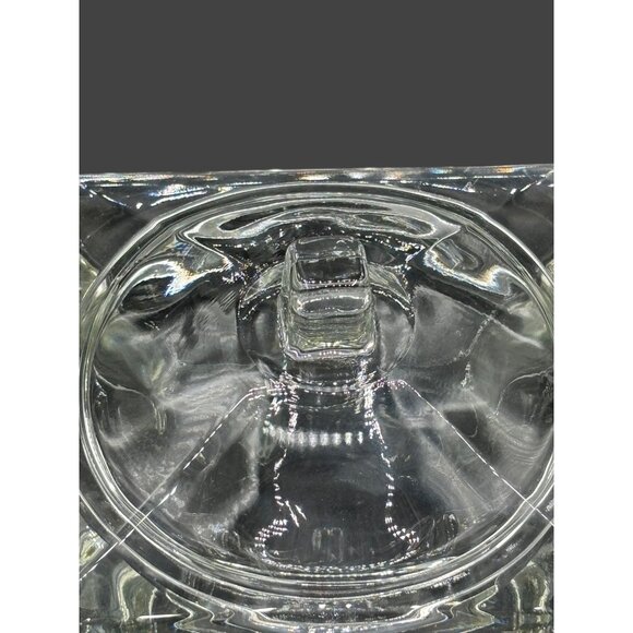 Vintage MCM Square Heavy Crystal Glass Covered Candy Dish Mid Century 6x6x4 - Picture 9 of 16